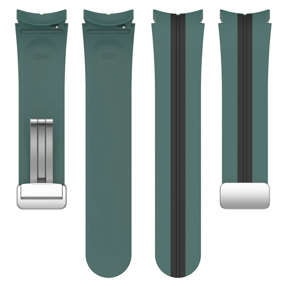 Silicone Magnetic Sport Strap, laid flat, separate parts, top and underside view
