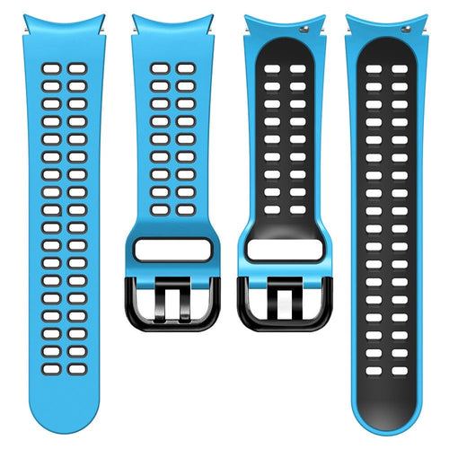 Silicone Squared Sport Strap, laid flat, separate parts, top and underside view
