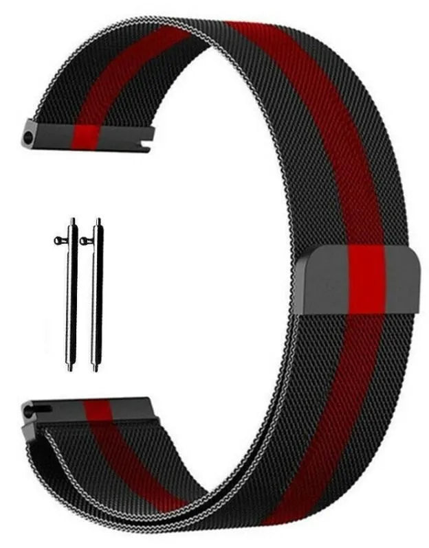 Milanese Strap, laid flat, separate parts, top and underside view
