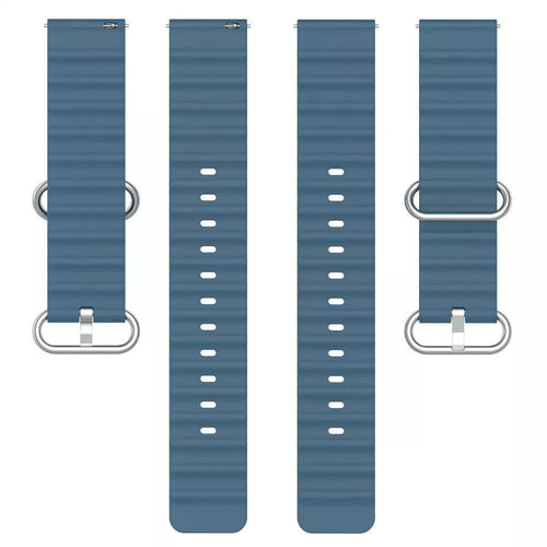 Silicone Ocean Strap, laid flat, separate parts, top and underside view