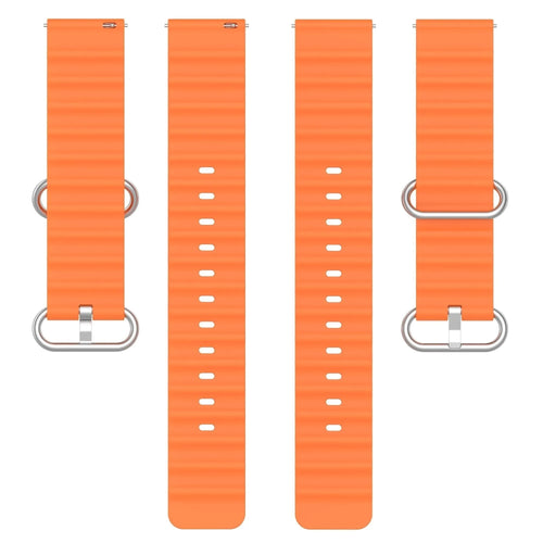 Silicone Ocean Strap, laid flat, separate parts, top and underside view