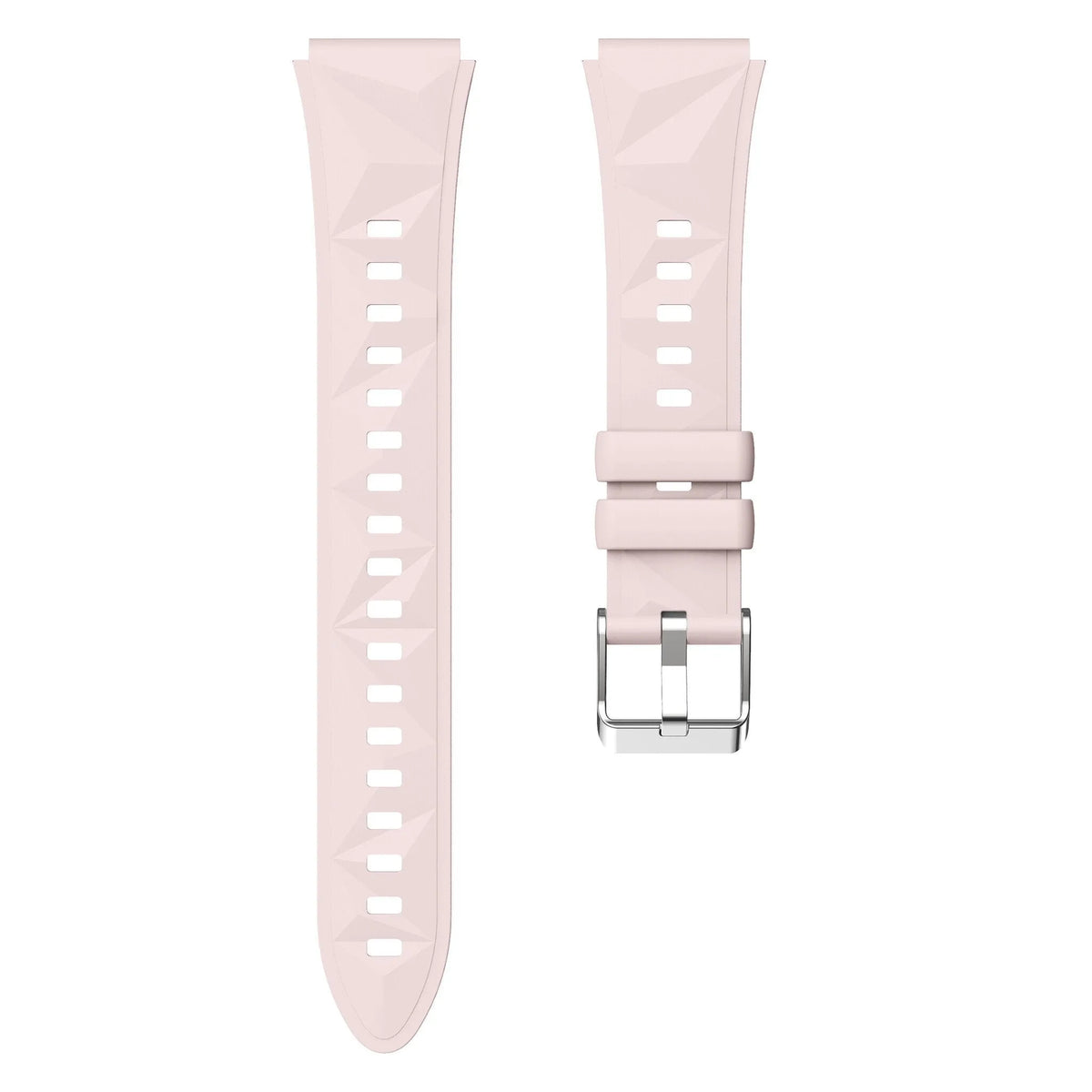 Premium Silicone Strap, laid flat, separate parts, top and underside view