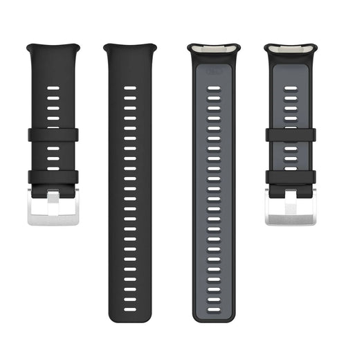 Silicone Sport Strap, laid flat, separate parts, top and underside view