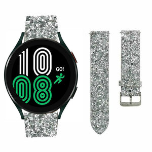 Leather Strap with Glitters, laid flat, separate parts, top and underside view