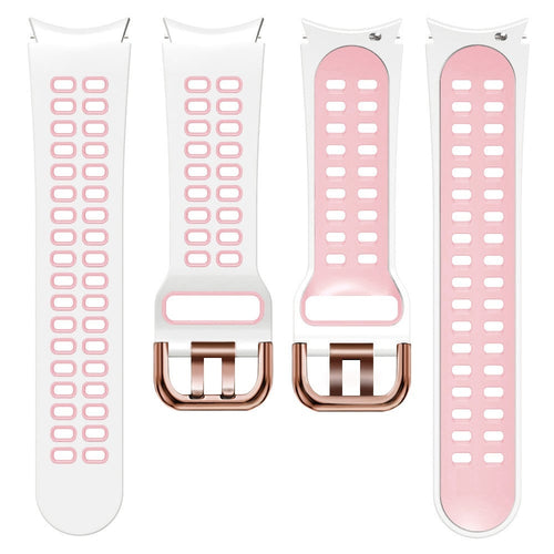 Silicone Squared Sport Strap, laid flat, separate parts, top and underside view