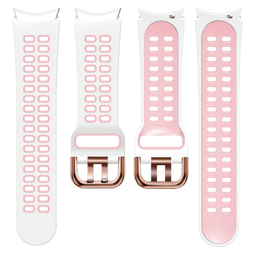 Silicone Squared Sport Strap, laid flat, separate parts, top and underside view