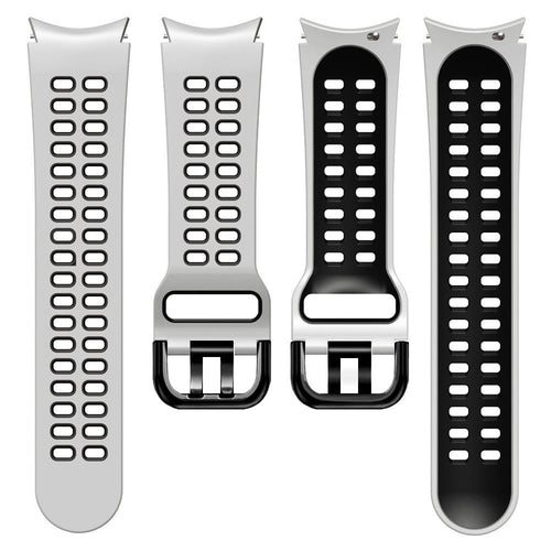 Silicone Squared Sport Strap, laid flat, separate parts, top and underside view