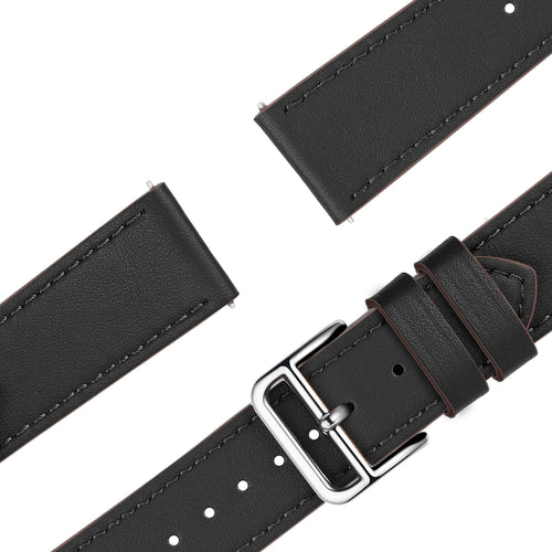 Leather Strap 'Deluxe', black, laid flat, joined, 45° top view