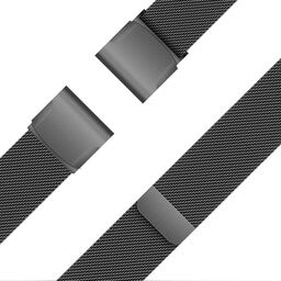 Milanese Loop Strap, black, laid flat, joined, 45° top view