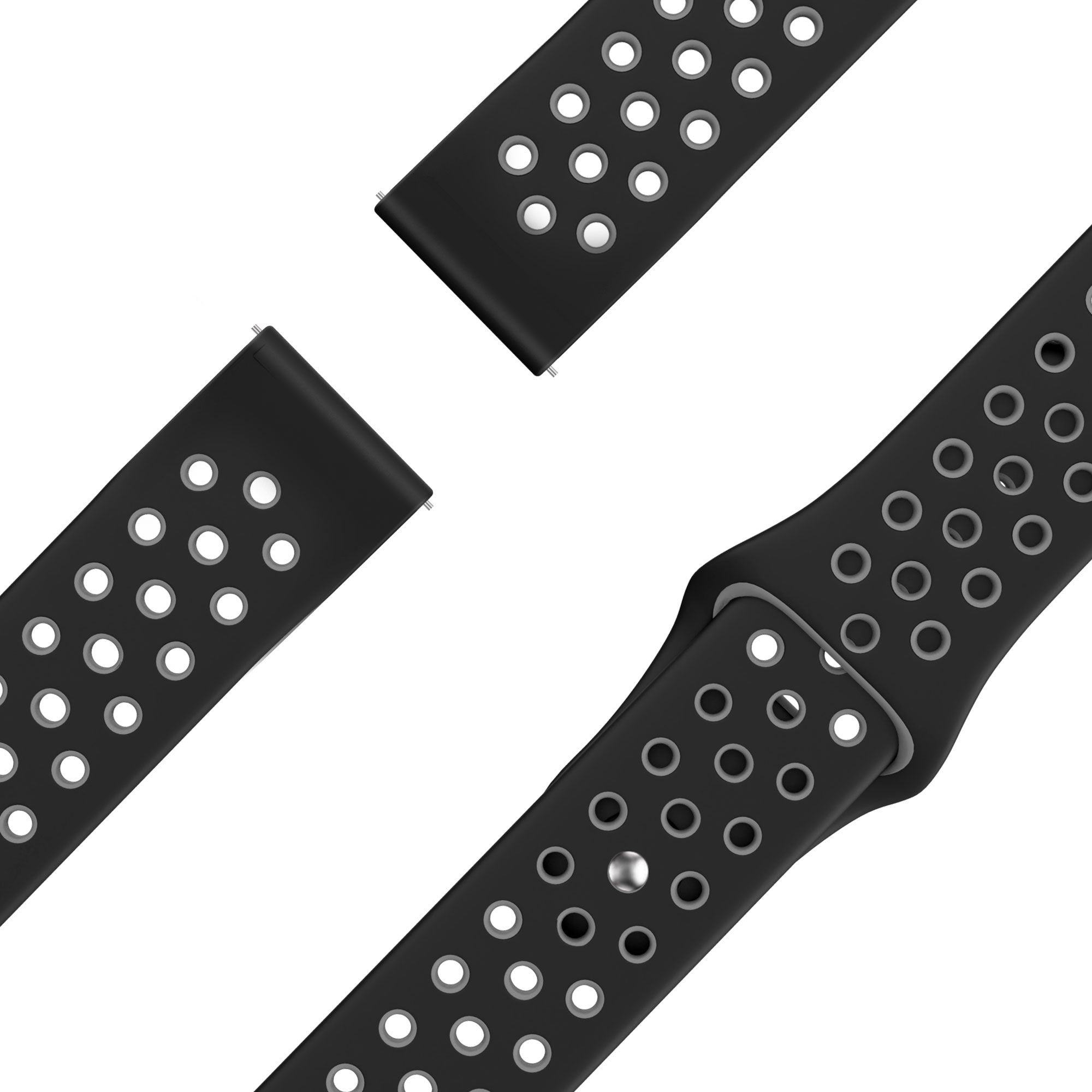 Bandz Amazfit Active 3 Premium sport band 'Deluxe' (zwart/grijs)