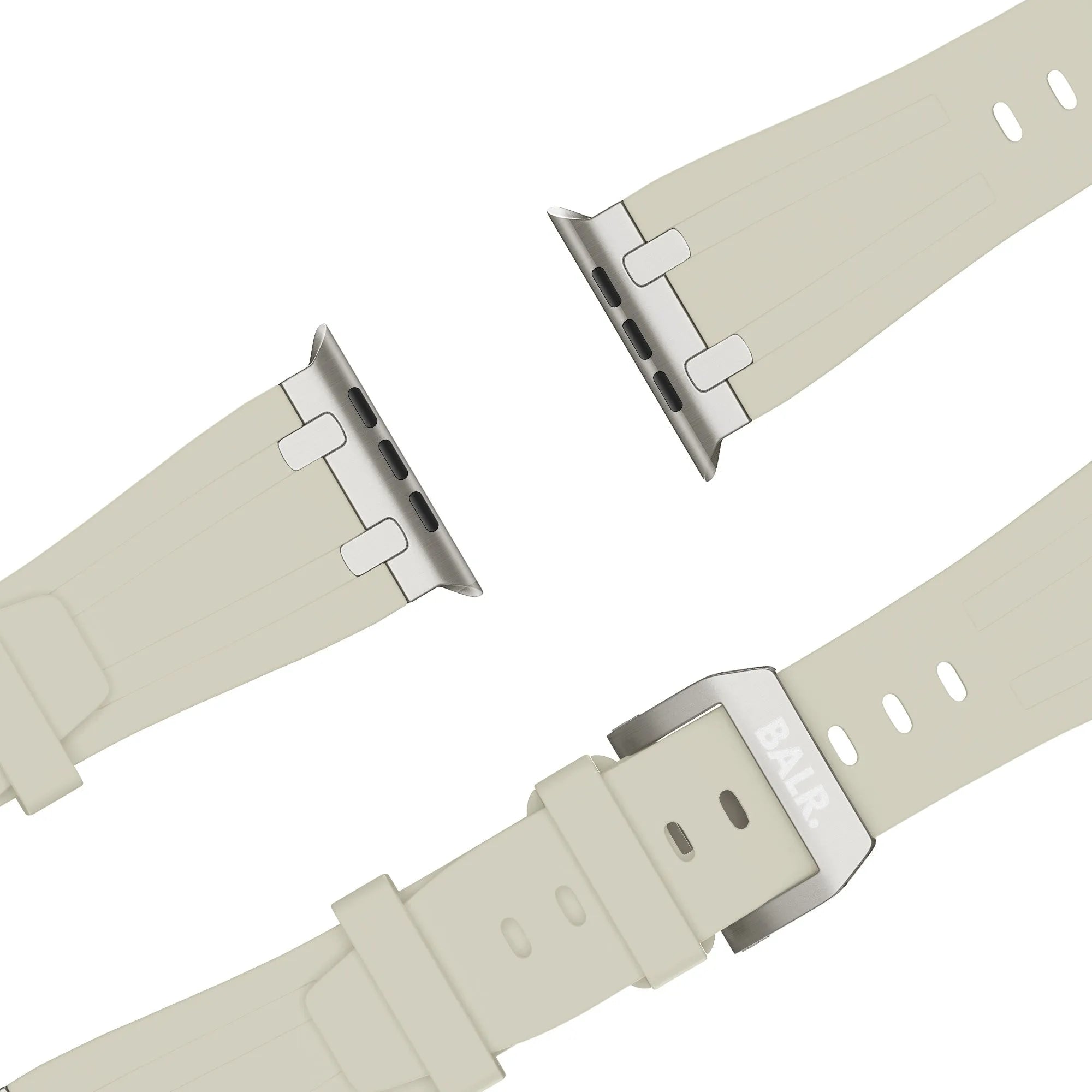 BALR Apple Watch Ultra liquid siliconen band (beige/titanium)
