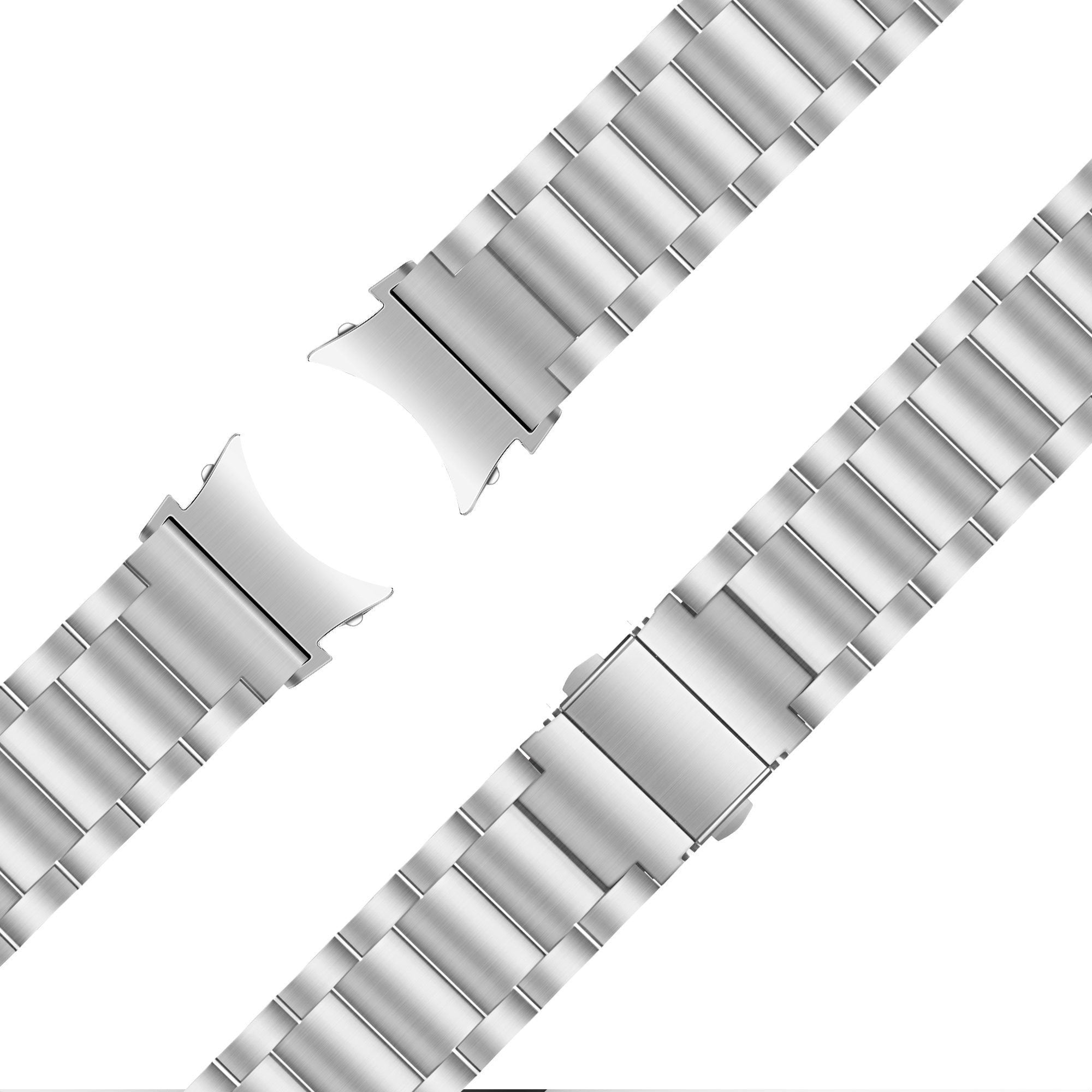 Steel Strap 'Classic', silver, laid flat, joined, 45° top view
