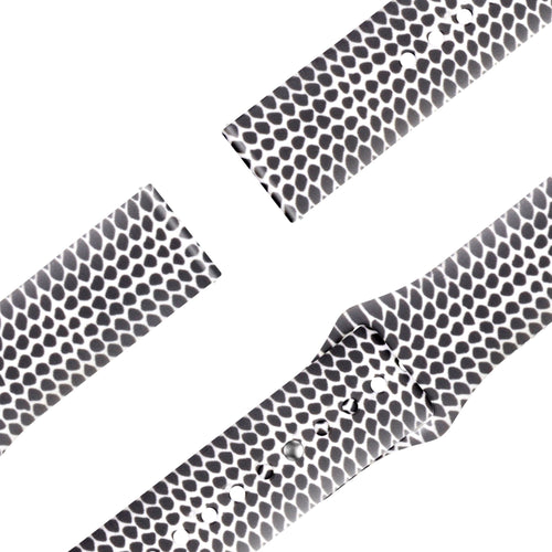 Silicone Patterned Strap, laid flat, joined, 45° top view