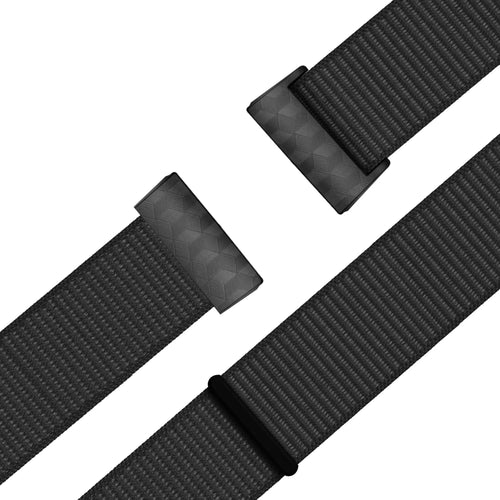 Nylon Strap 'Classic', black, laid flat, joined, 45° top view