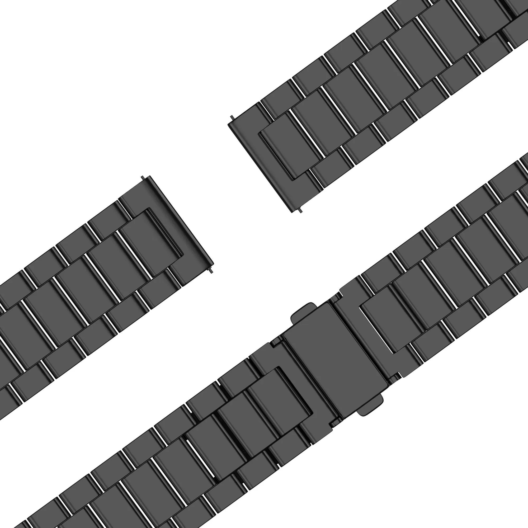Steel Strap 'Classic', black, laid flat, joined, 45° top view