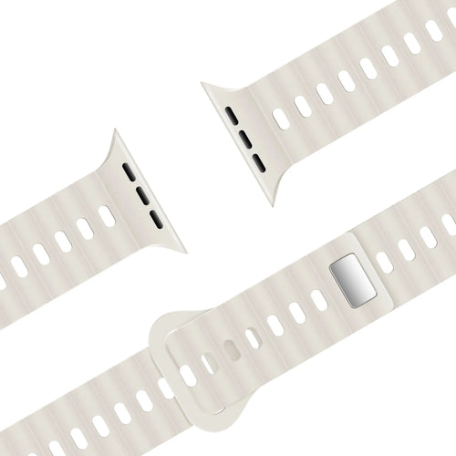 Silicone Strap 'Single Link', starlight, laid flat, joined, 45° top view