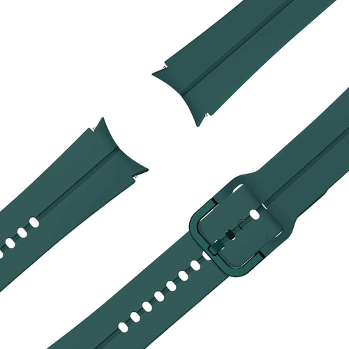 Silicone Strap 'Extreme', dark green, laid flat, joined, 45° top view