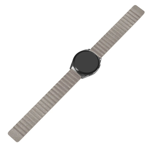 Leather Loop Strap, khaki, laid flat, joined, 45° top view