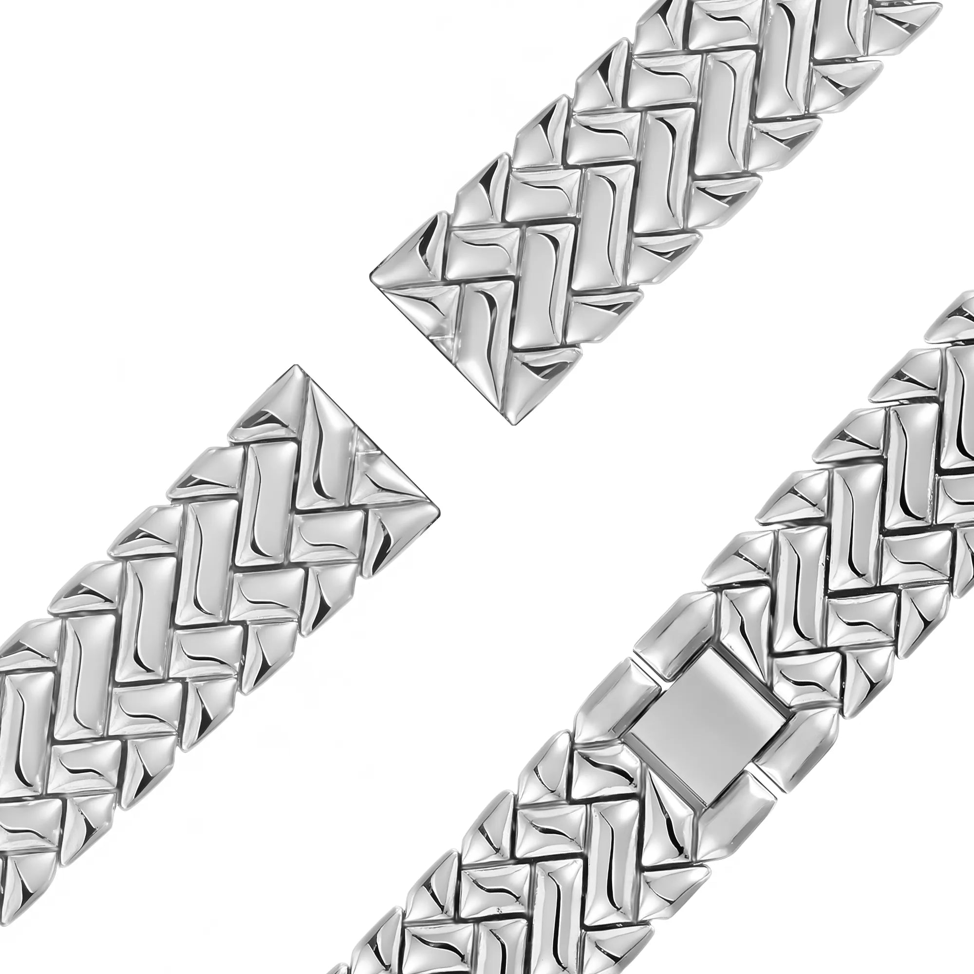 Bandz Fossil Gen 5e - 42mm metalen band 'V-type' (zilver)