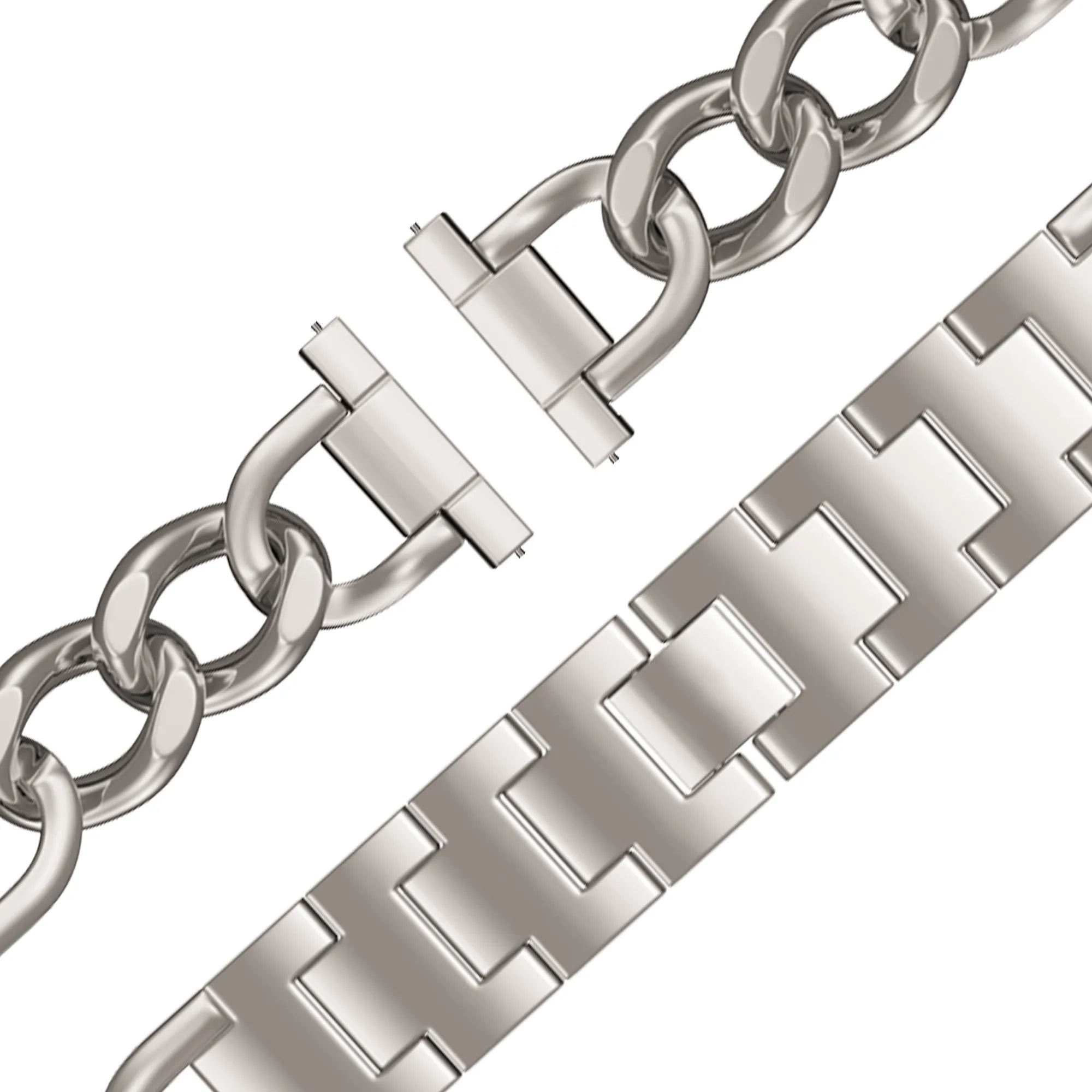 Bandz Fossil Gen 5e - 42mm metalen band 'Chains' (sterrenlicht)