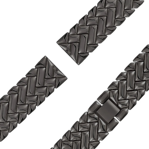 Bandz Garmin Forerunner 265s metalen band 'V-type' (zwart)