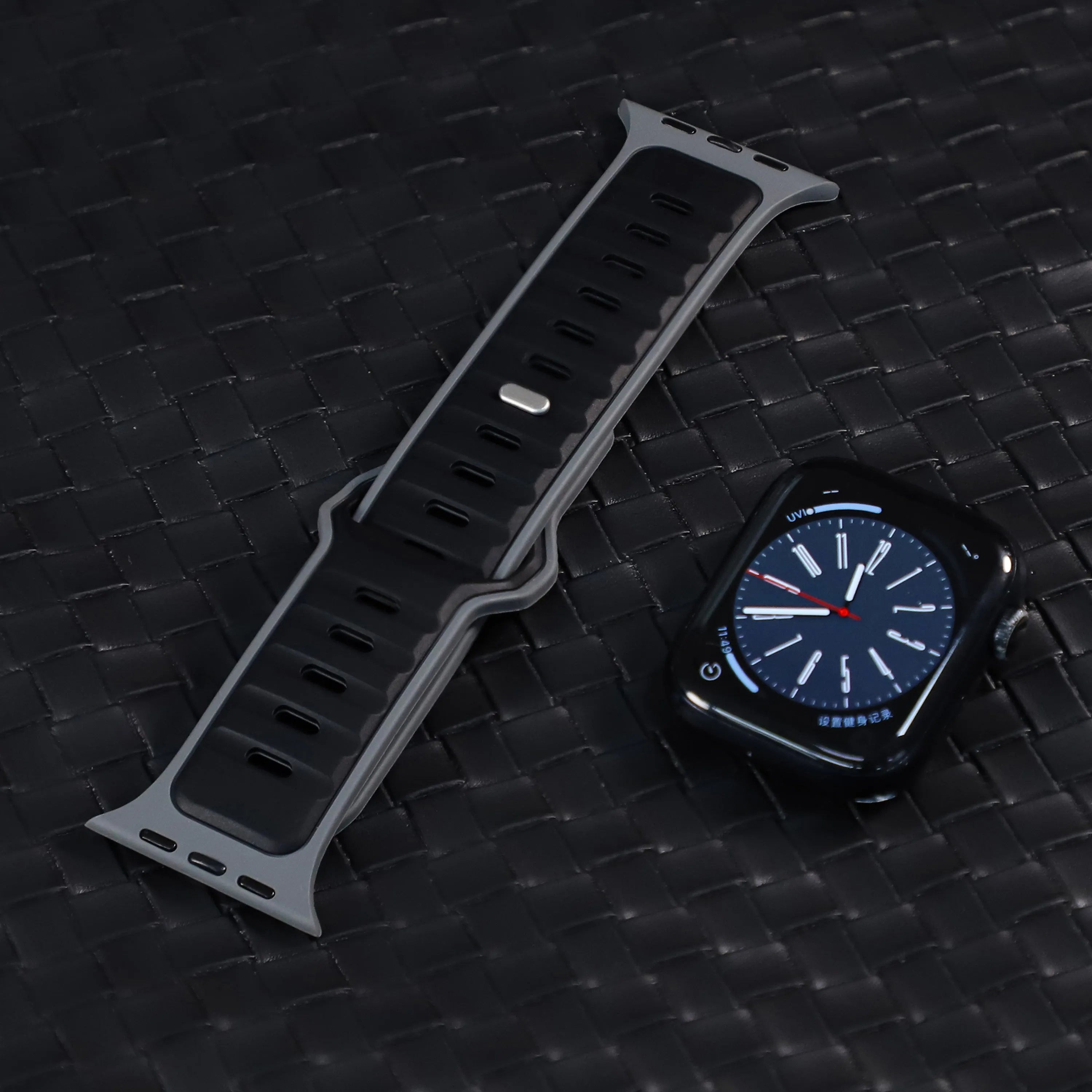 Apple Watch premium outdoor siliconen bandje (zwart/grijs)