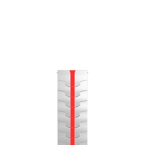 Steel Iron Strap, silver/red, laid flat, joined, 45° top view