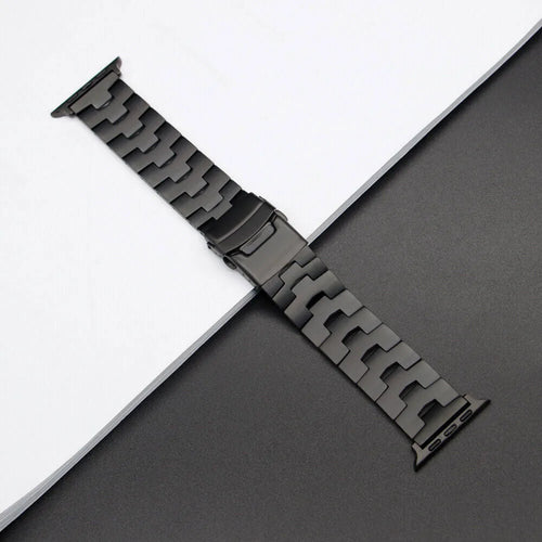 Titanium Grain Strap, black, laid flat, joined, 45° top view
