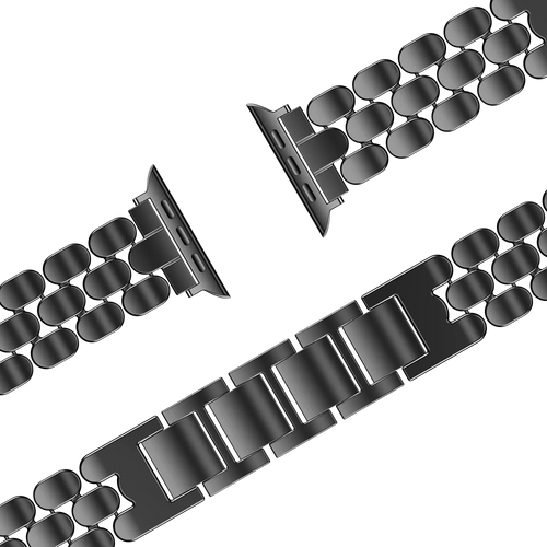 Steel Strap 'Oval', black, laid flat, joined, 45° top view