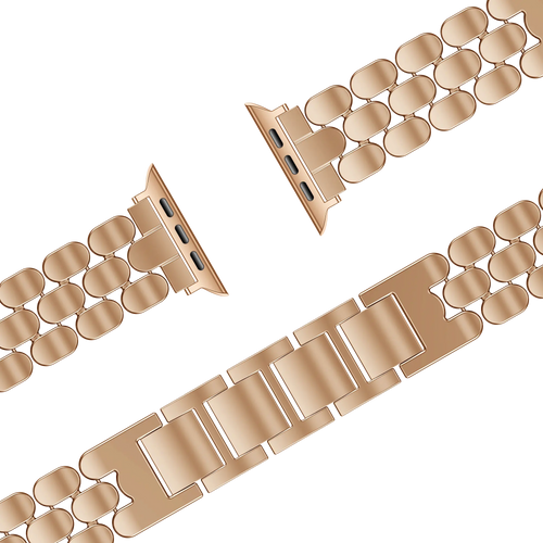 Steel Strap 'Oval', rose gold, laid flat, joined, 45° top view