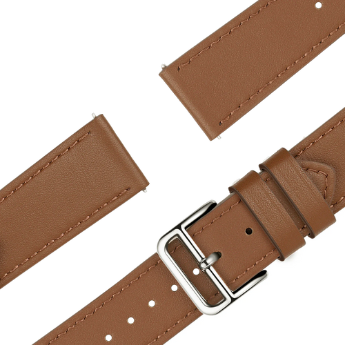 Leather Strap 'Deluxe', brown, laid flat, joined, 45° top view