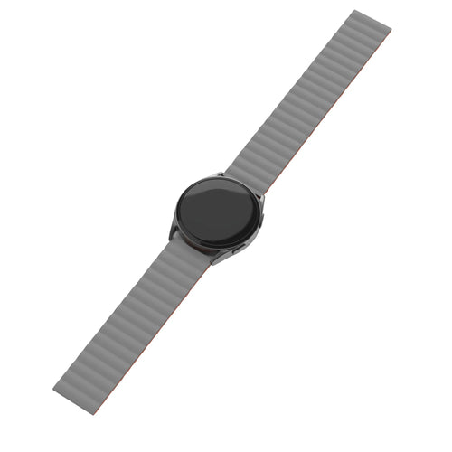 Magnetic Silicone Strap, grey/orange, laid flat, joined, 45° top view