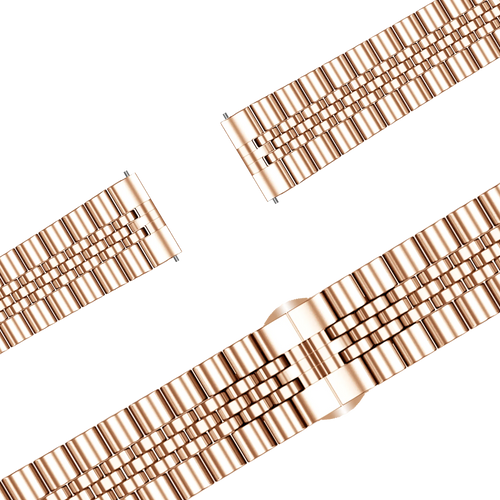 Steel Strap 'Jubilee', rose gold, laid flat, joined, 45° top view