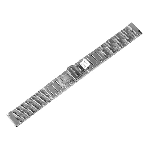Milanese Steel Strap, silver, laid flat, joined, 45° top view