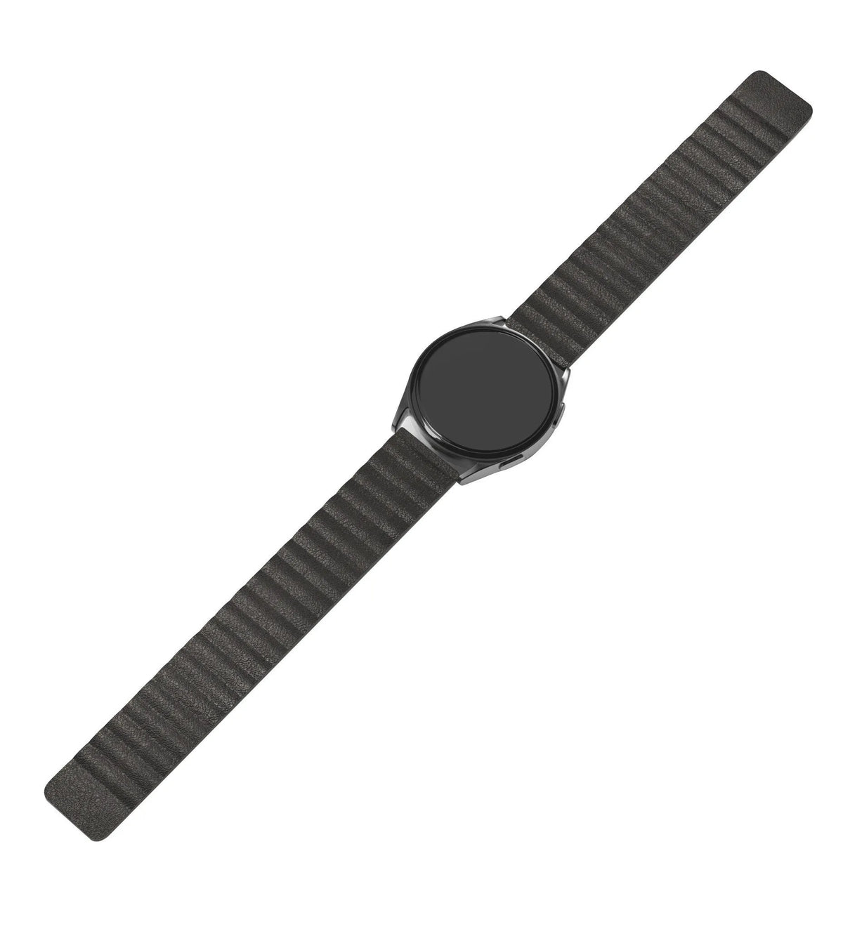 Leather Loop Strap, black, laid flat, joined, 45° top view