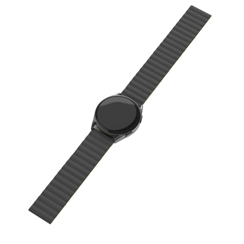 Magnetic Silicone Strap, black/yellow, laid flat, joined, 45° top view