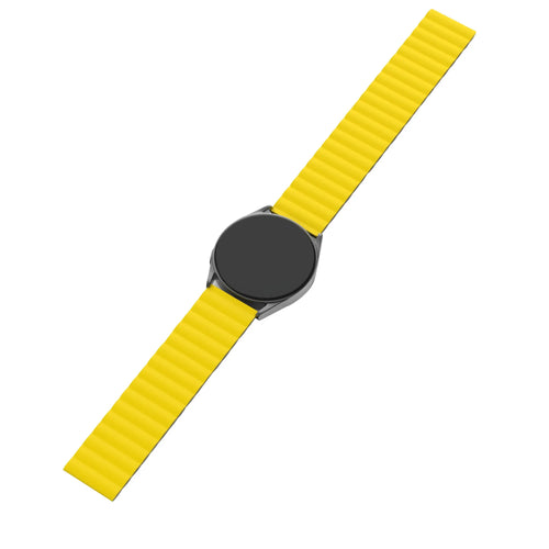 Magnetic Silicone Strap, black/yellow, laid flat, joined, 45° top view