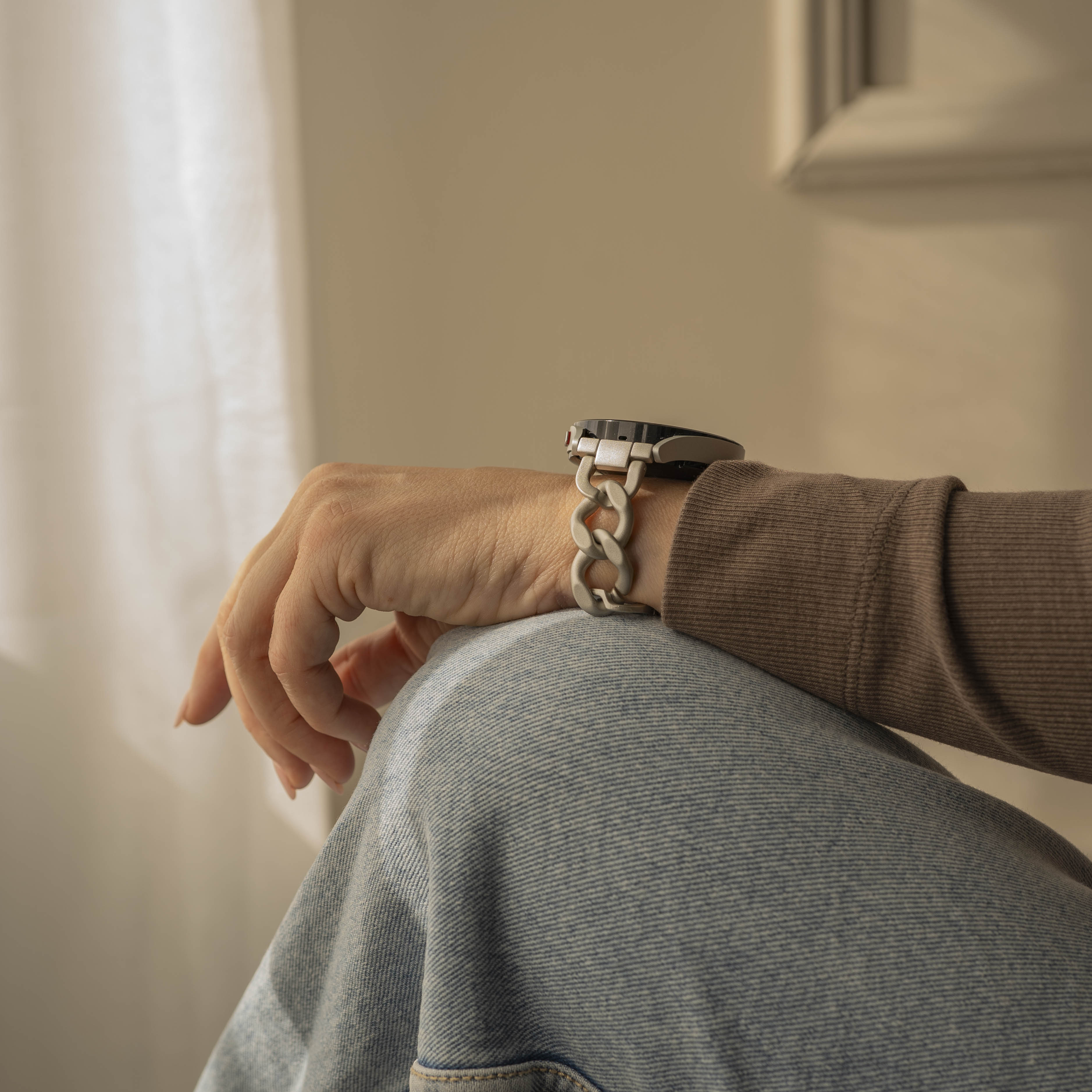 Samsung Galaxy Watch 4 - 40mm steel chain band (sterrenlicht)
