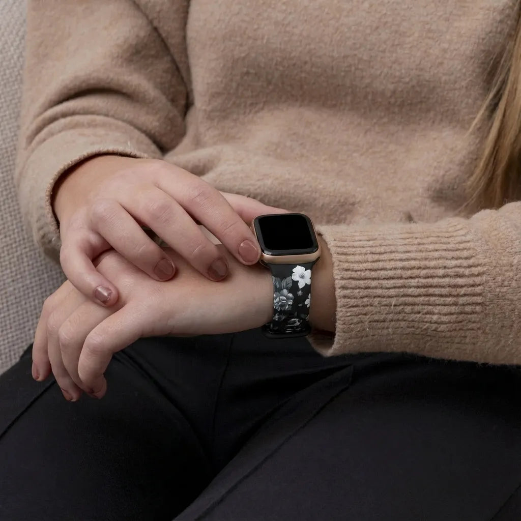 Grey Flower Apple Watch bandje