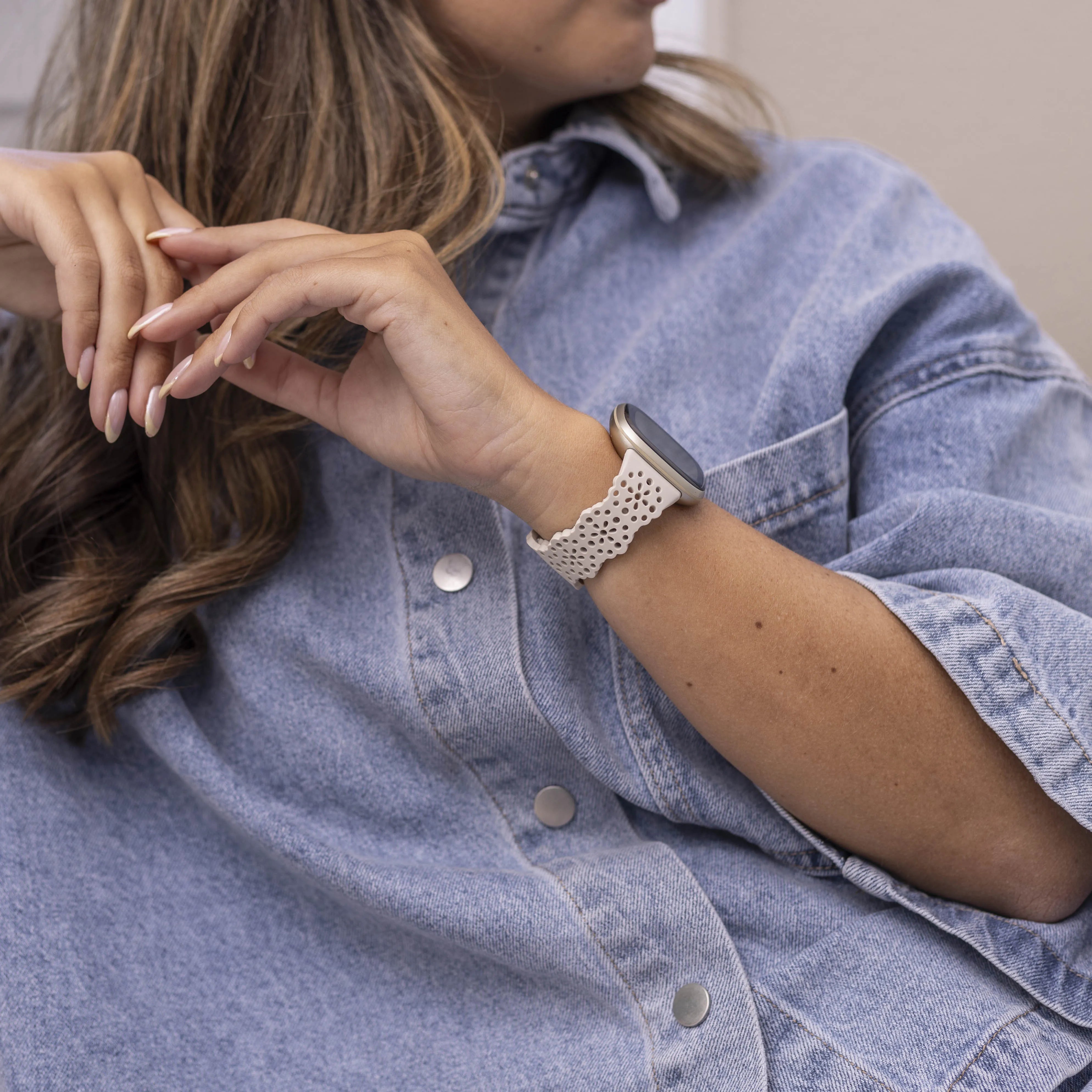 Fitbit Versa 3 siliconen bandje met patroon (zand roze)