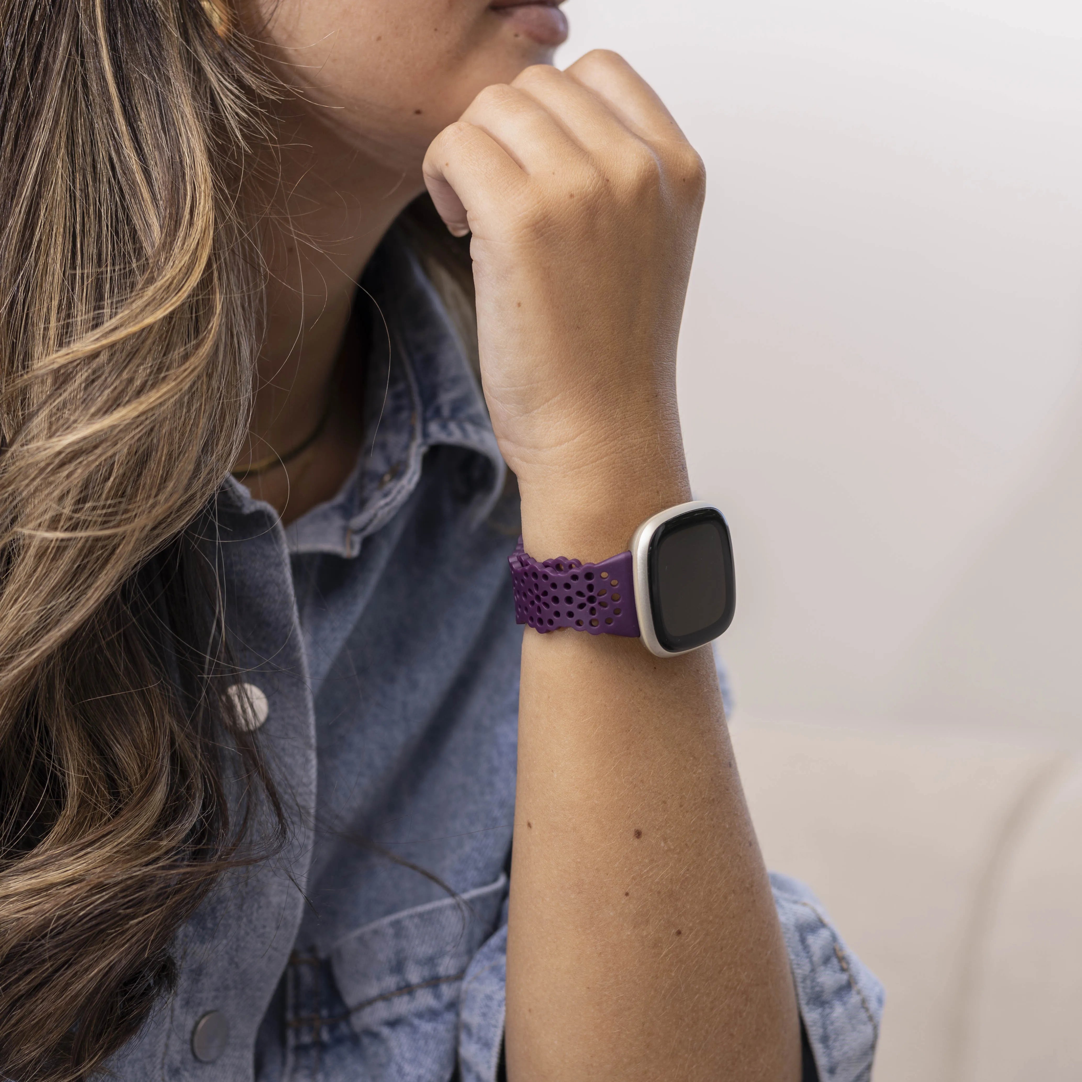 Fitbit Sense siliconen bandje met patroon (paars)