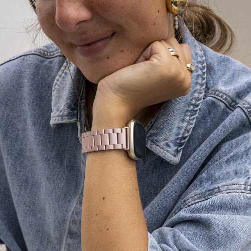 Fitbit Sense stalen band (roze)