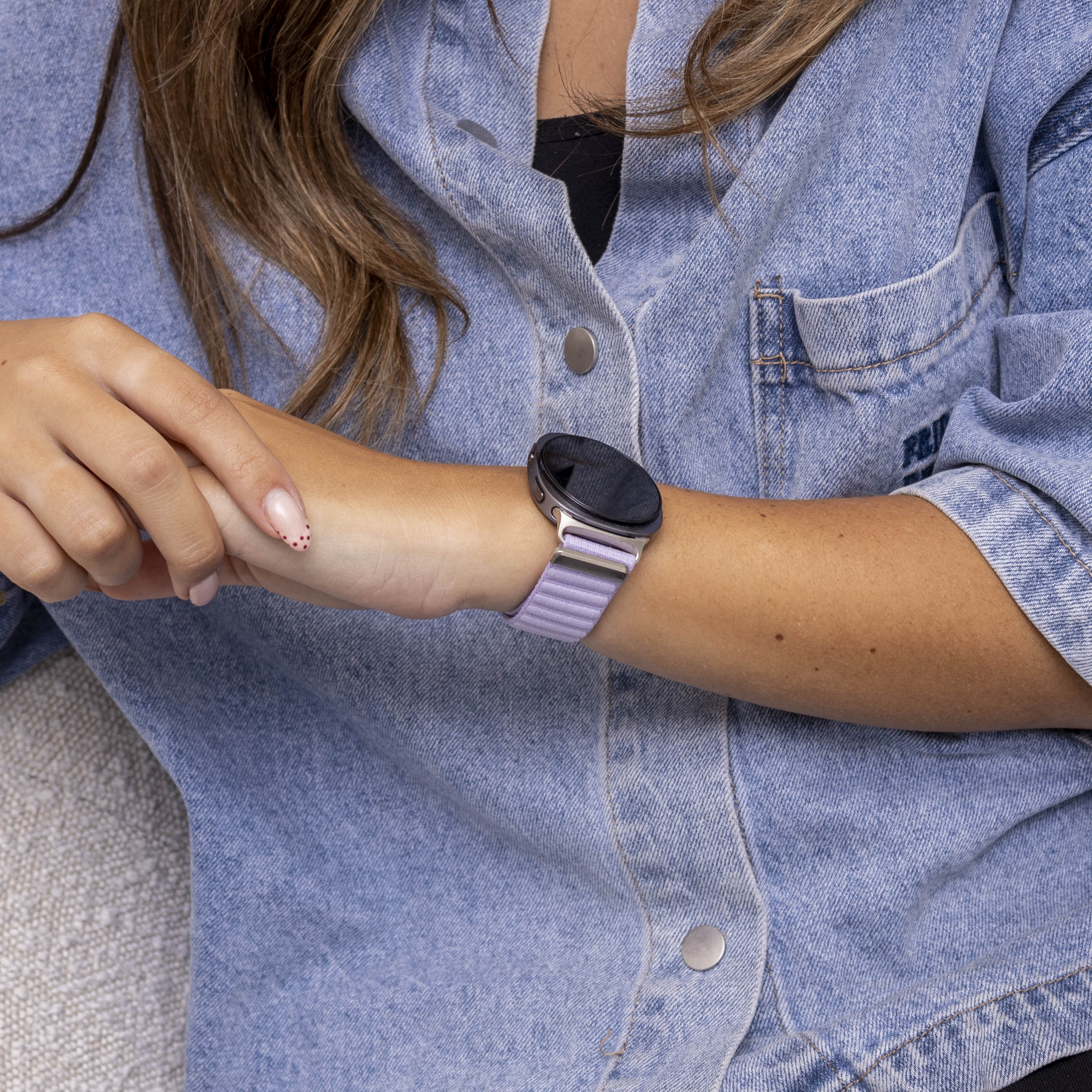  Samsung Galaxy Watch 8 Classic wave nylon bandje (lichtpaars)