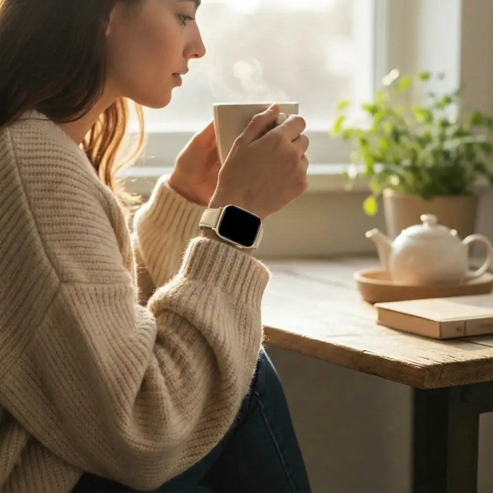 Bandz Apple Watch Leather Strap 'D-Type' (Beige)