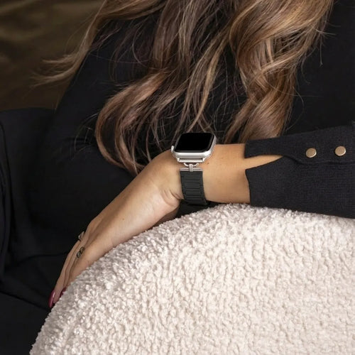 Bandz Apple Watch Magnetic Silicone Strap 'Slim' (Black)