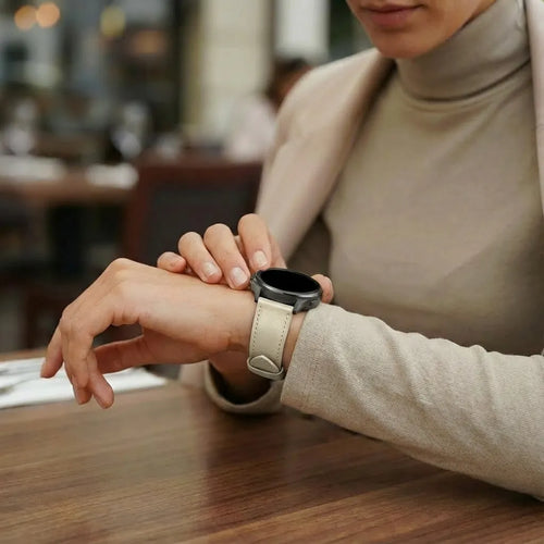 Bandz Garmin Vivomove Style lederen band 'Deluxe' (beige)