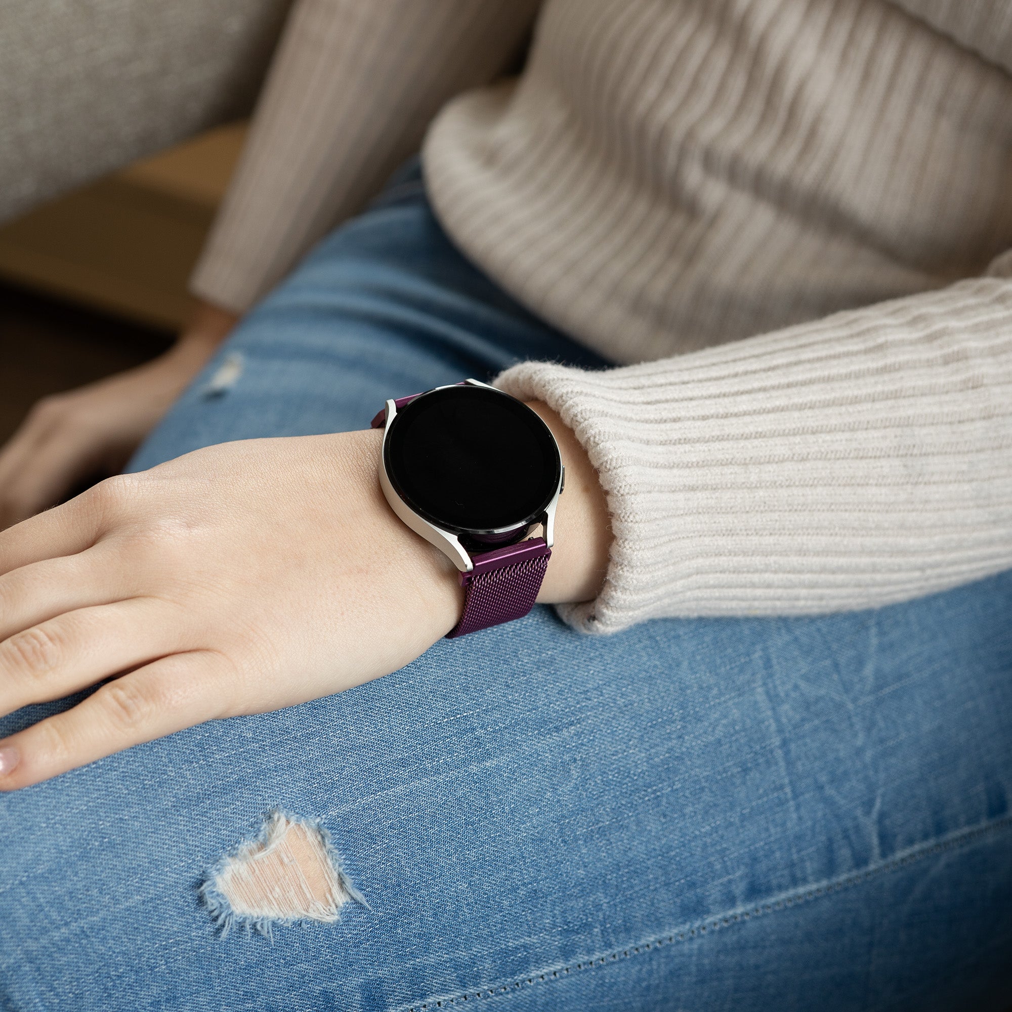 Samsung Galaxy Watch 7 - 44mm Milanese band (paars)
