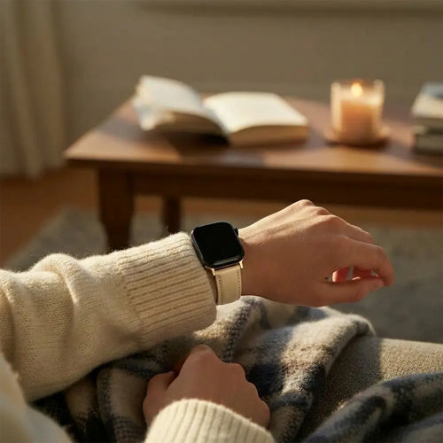 Bandz Apple Watch Leather Strap 'D-Type' (Creme)