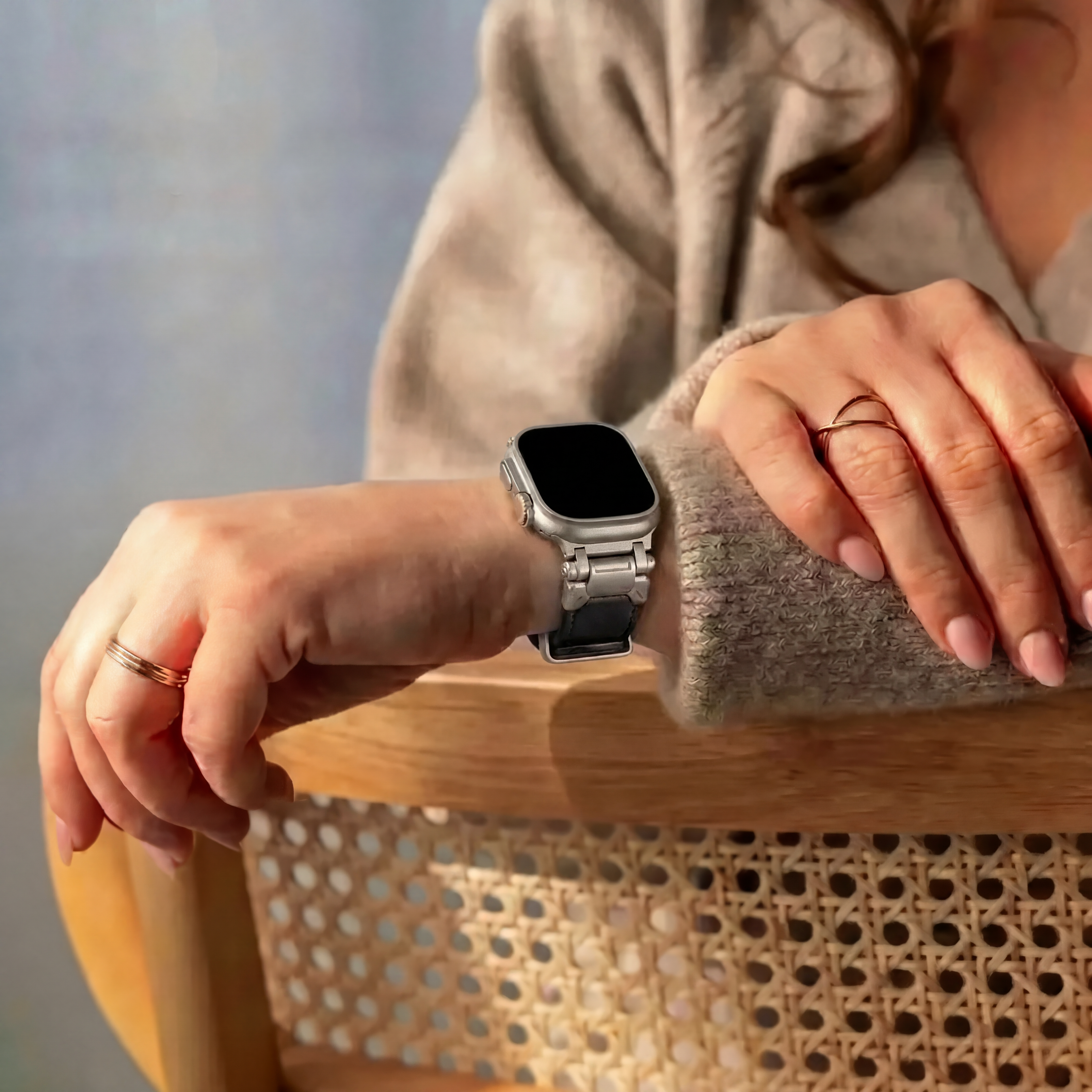 Bandz Apple Watch Ultra lederen band 'Explorer' (zwart)