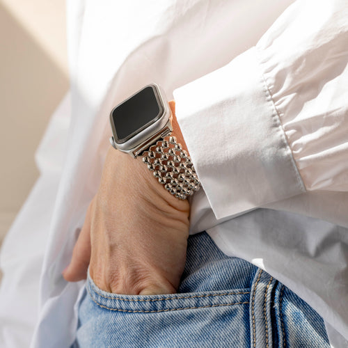 Beaded Steel Strap, silver, lifestyle photo